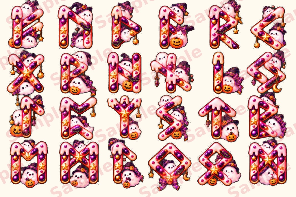 【透過PNG素材】ハロウィン ルーン文字セット|全10種類・240点|