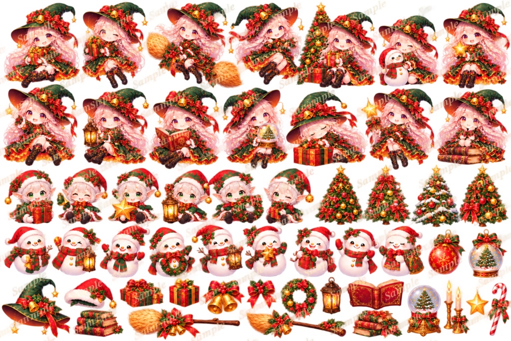 【透過PNG素材】Xmas ルーン文字セット|全4種類・96点|➕クリスマス素材52点