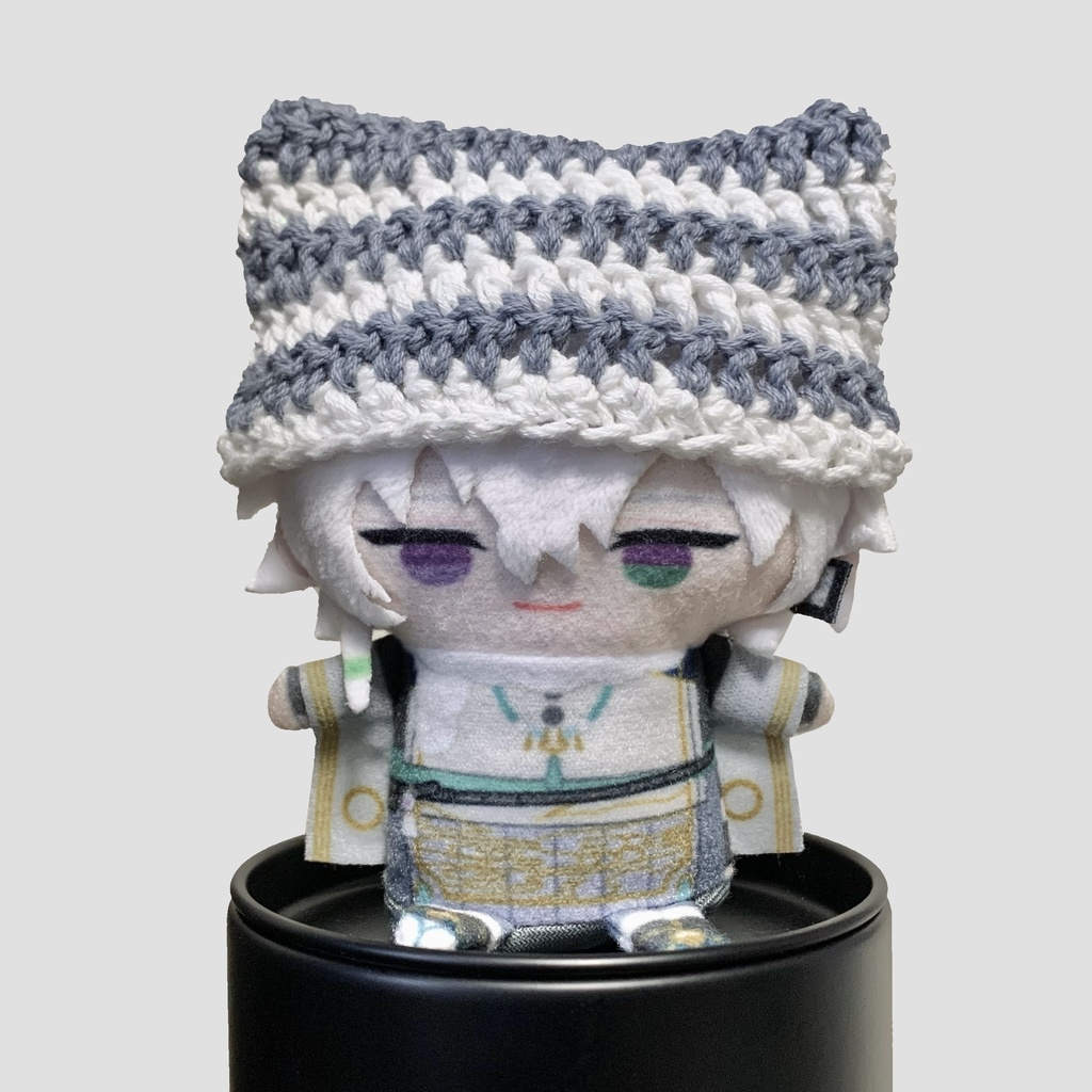 毛糸の帽子(淡青×ラメ白)