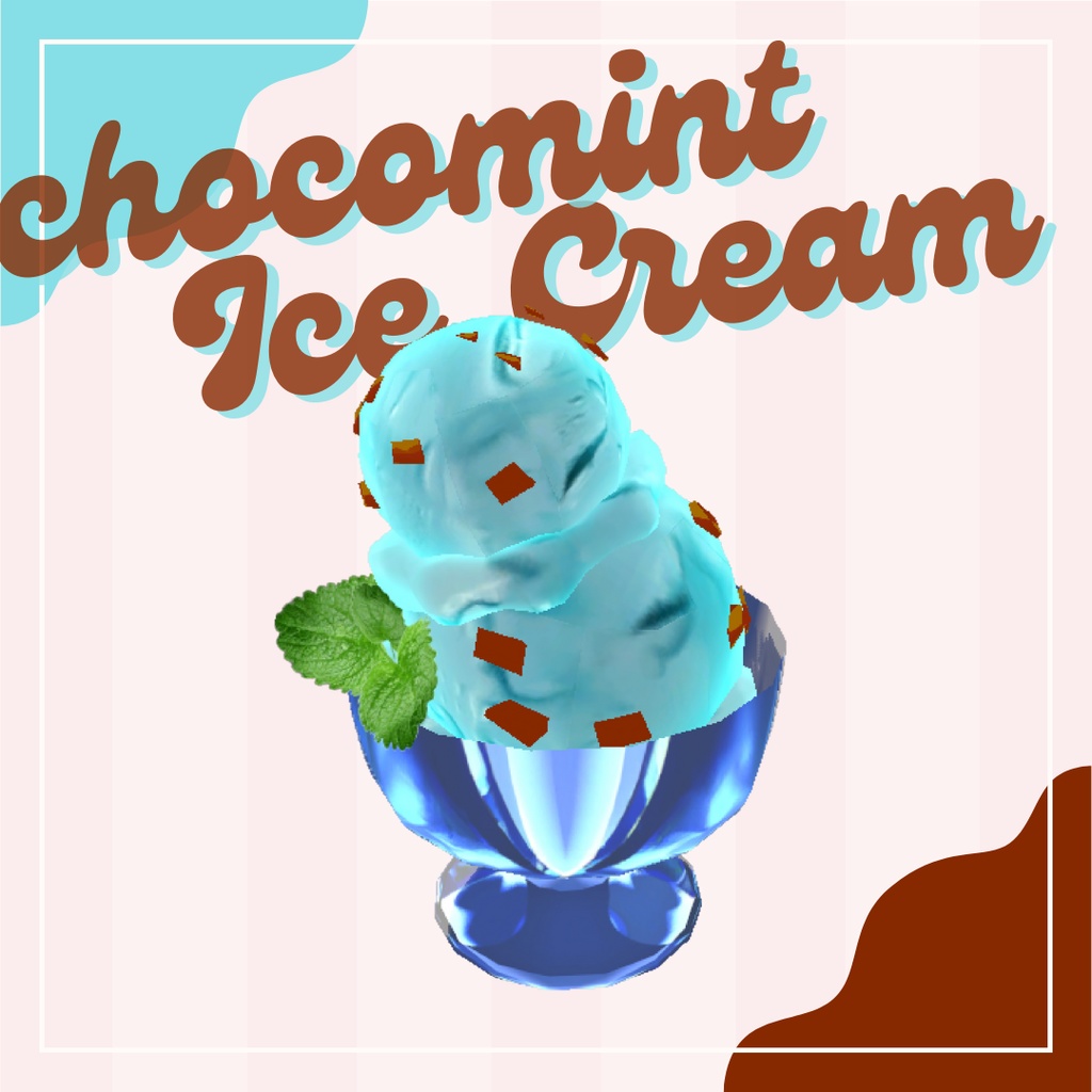 【3D小物】チョコミントアイス