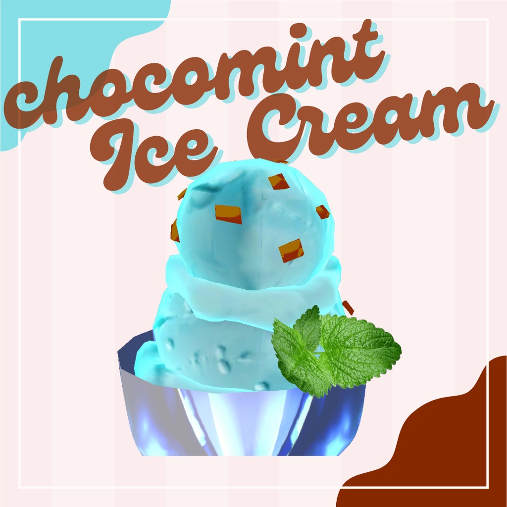 【3D小物】チョコミントアイス