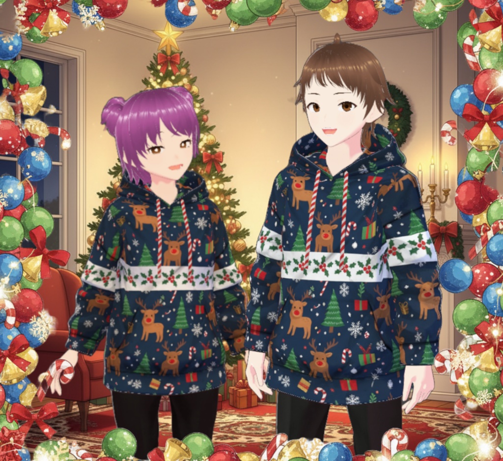 【VRoid】トナカイ柄パーカー / [VRoid] Christmas Hoodie – Reindeer