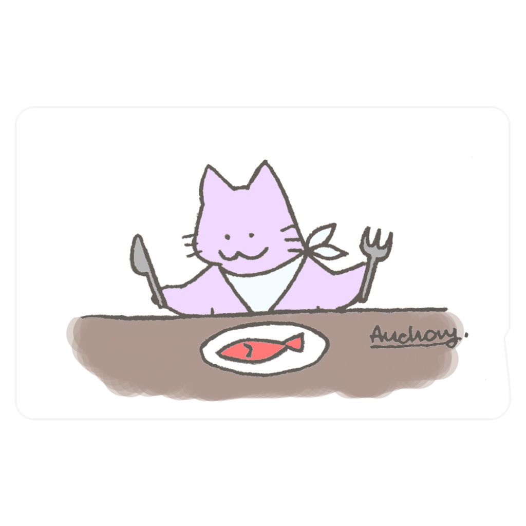 ICカードステッカー（食事・魚）パープル