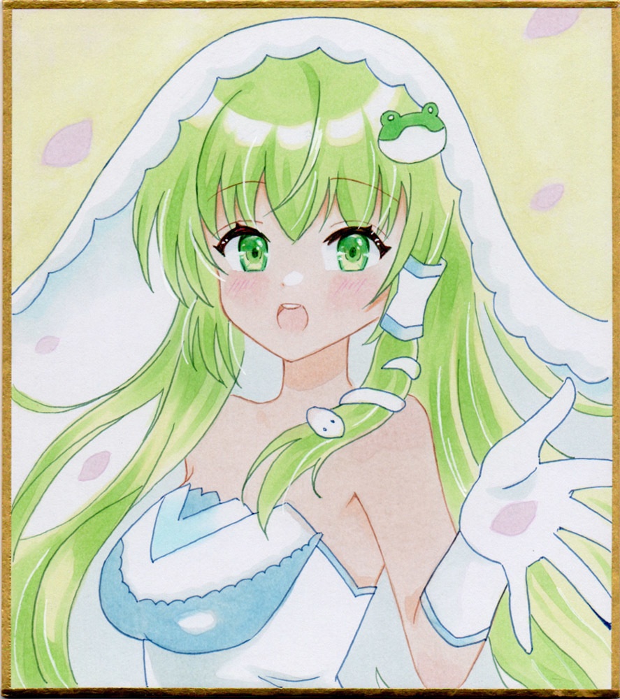 同人手描きイラスト/東方/東風谷早苗/色紙