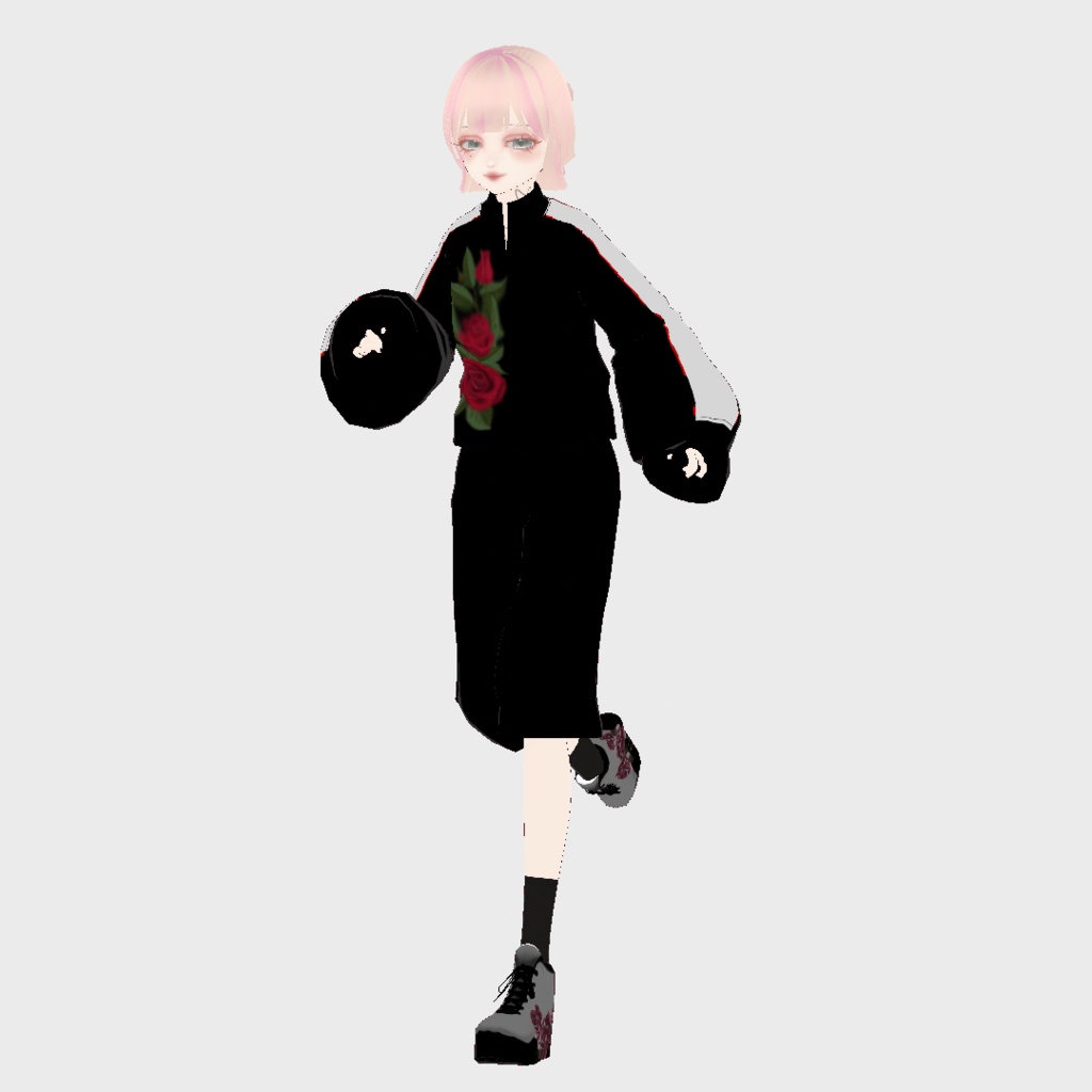 【vroid】バラ柄 韓国風 ジャージコーデ