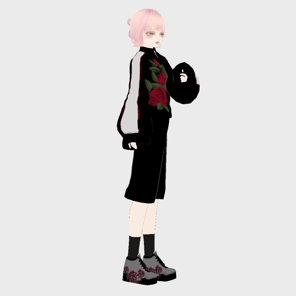 【vroid】バラ柄 韓国風 ジャージコーデ