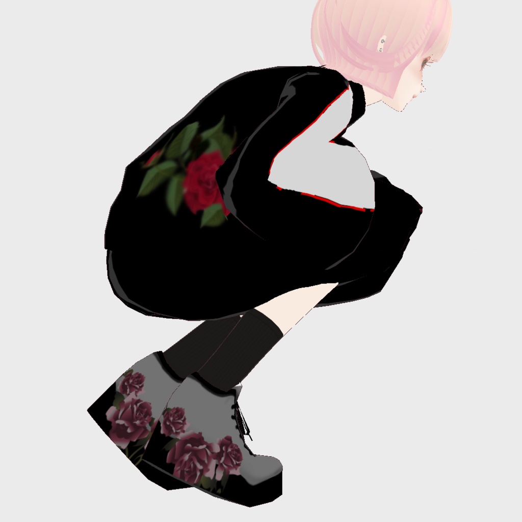 【vroid】バラ柄 韓国風 ジャージコーデ