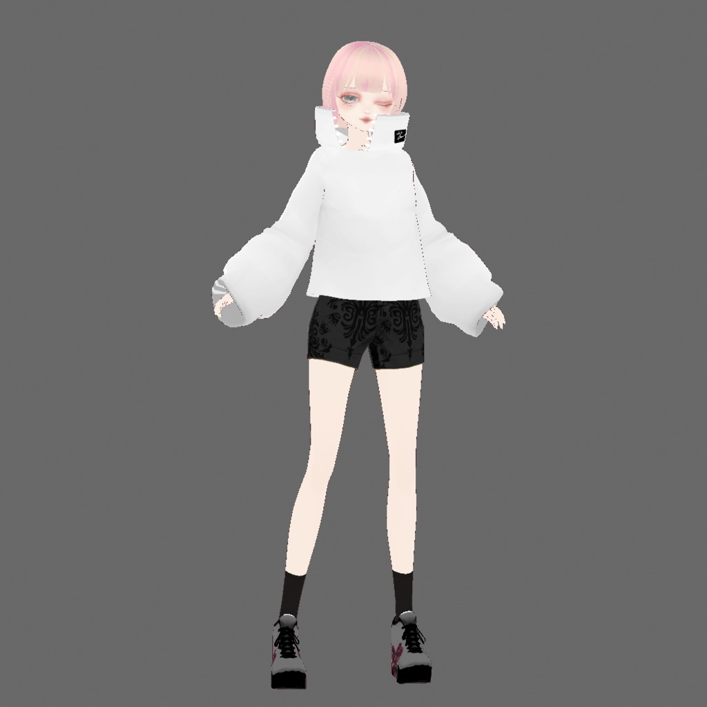 【vroid】カジュアルボリューム袖トップス 3色セット