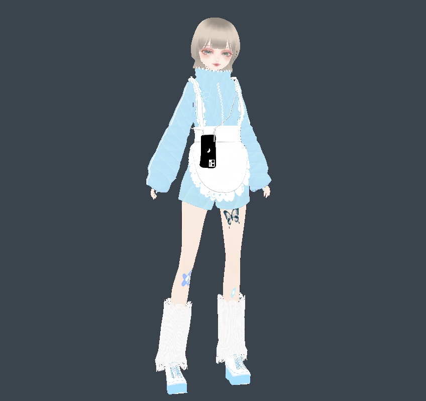 【無料有】【vroid】みずいろキルティング素材のメイドジャージコーデ