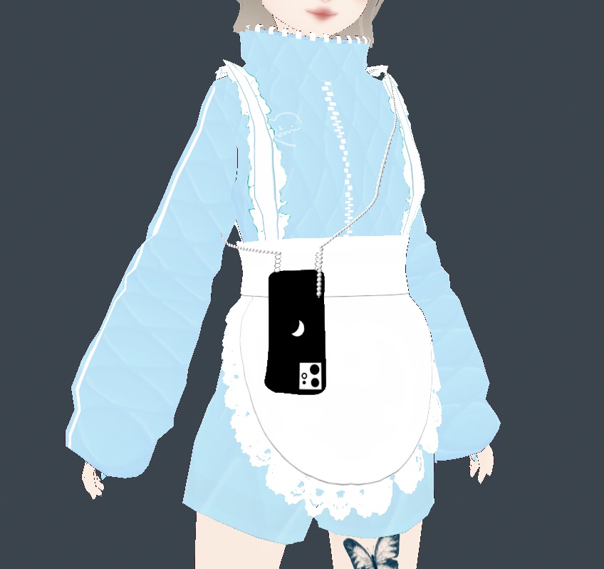 【無料有】【vroid】みずいろキルティング素材のメイドジャージコーデ