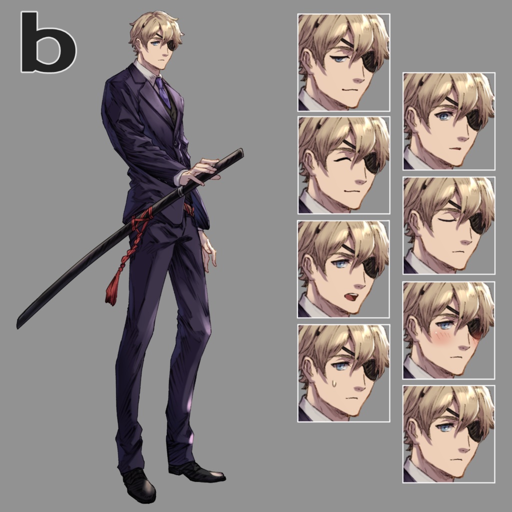 立ち絵素材04(スーツ×刀(男))