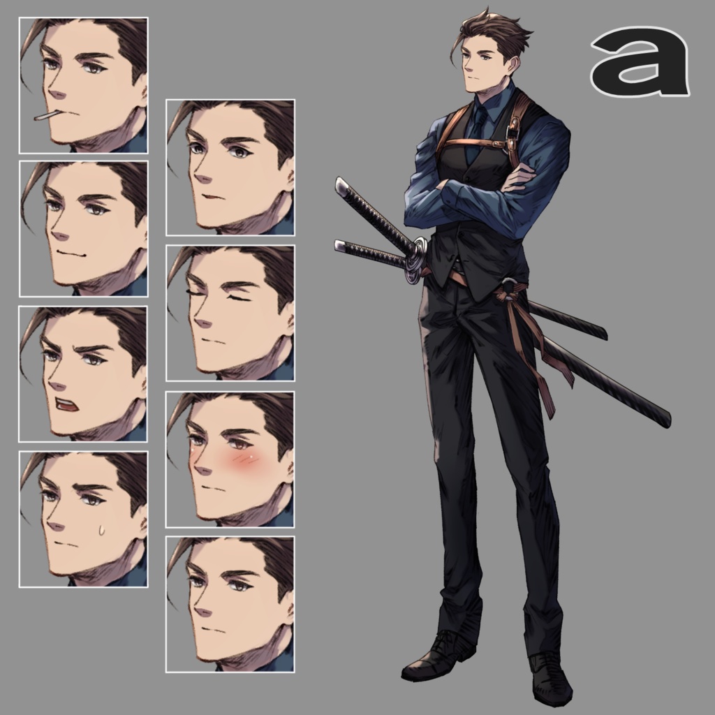 立ち絵素材04(スーツ×刀(男))