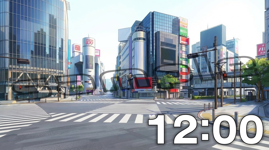 【ゲーム背景素材】渋谷の街並み 時間帯別6種セット【商用可】