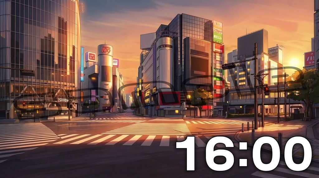 【ゲーム背景素材】渋谷の街並み 時間帯別6種セット【商用可】