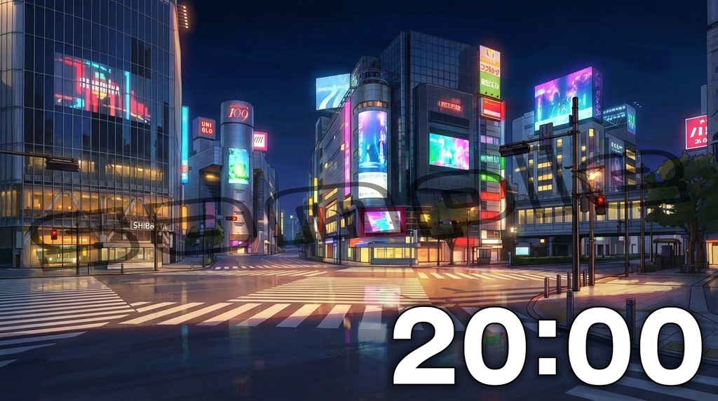 【ゲーム背景素材】渋谷の街並み 時間帯別6種セット【商用可】