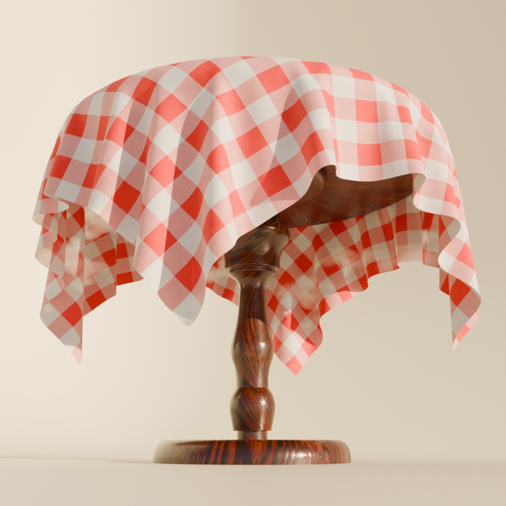 テーブルクロス付きテーブル Blender 3DCG アンティーク 高精細