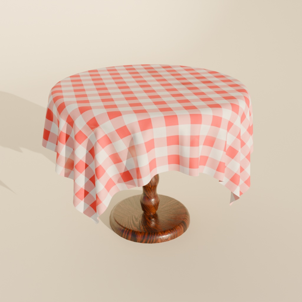 テーブルクロス付きテーブル Blender 3DCG アンティーク 高精細