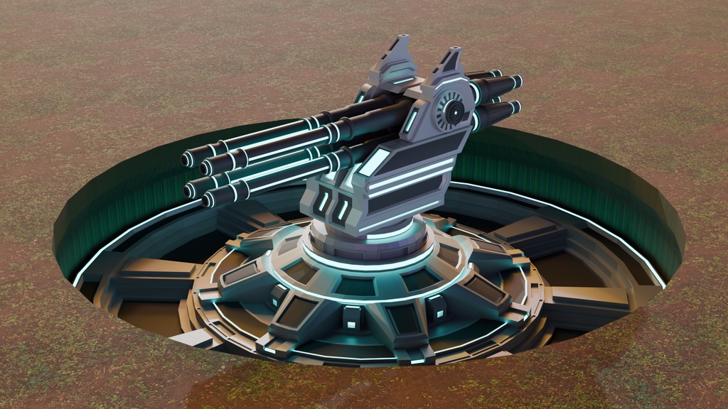 SF 高射砲 大砲 Blender 3DCG 高精細