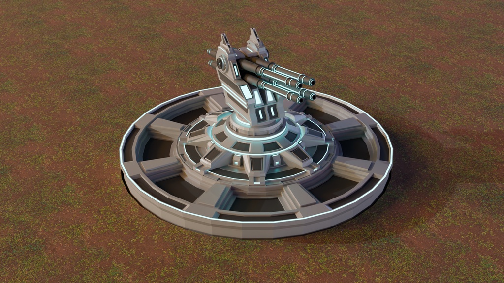 SF 高射砲 大砲 Blender 3DCG 高精細