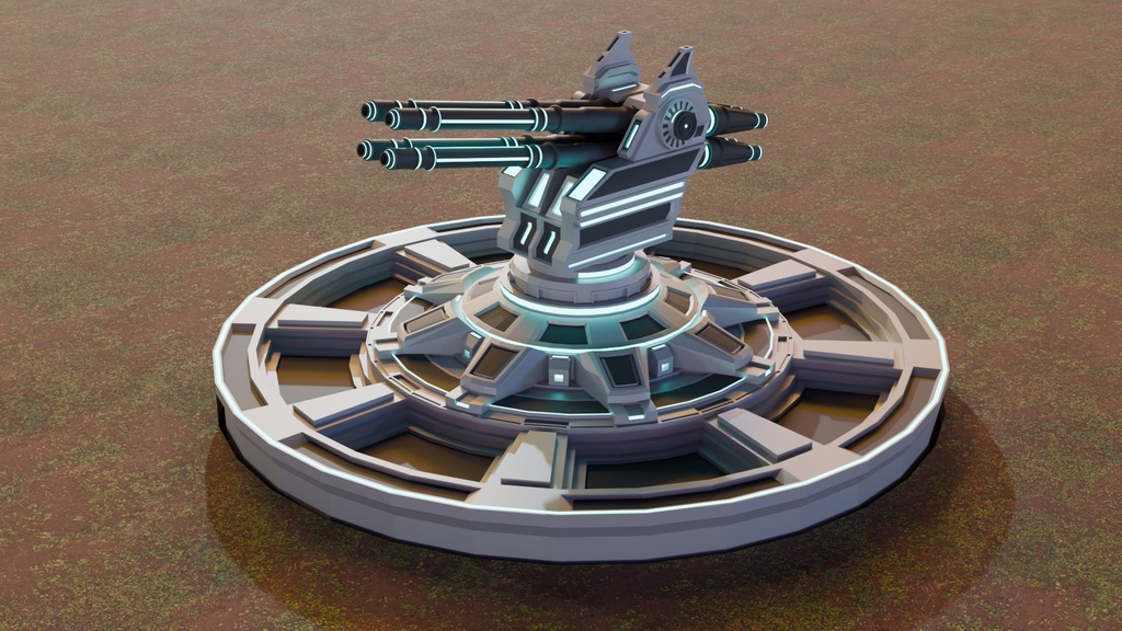 SF　高射砲　大砲　Blender 3DCG 高精細