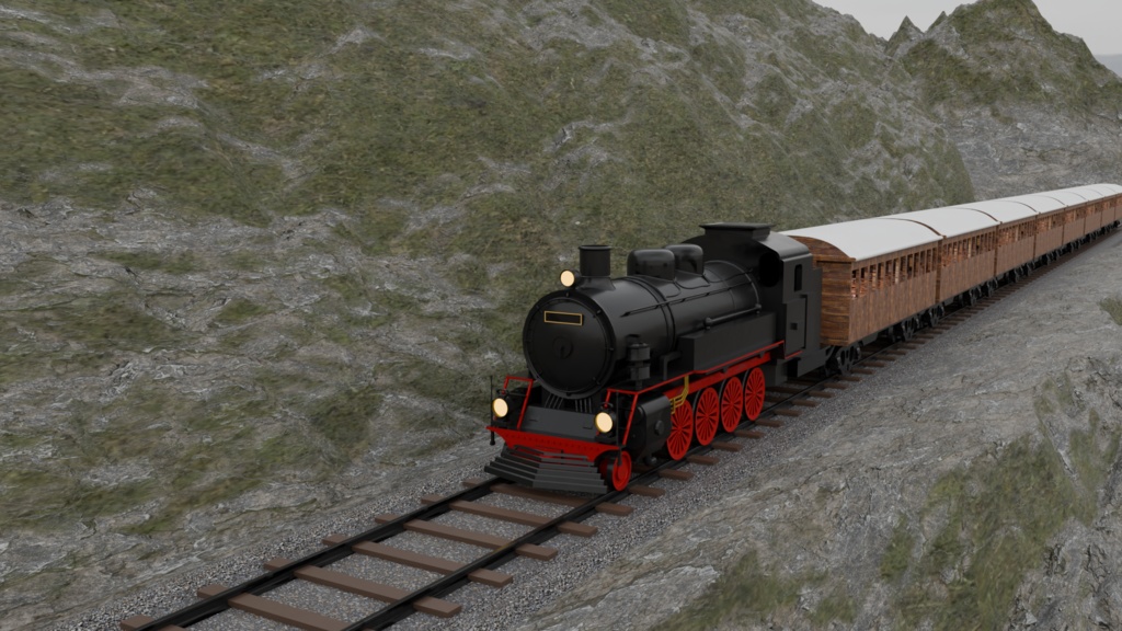 蒸気機関車 Blender 3DCG 超高精細