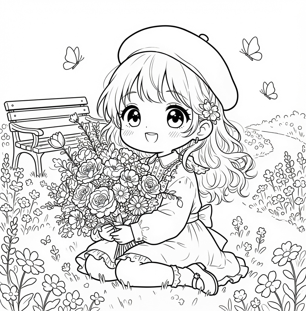 水彩画風ぬりえ&カラー原画セット|単品・5枚セット対応【ダウンロード版】