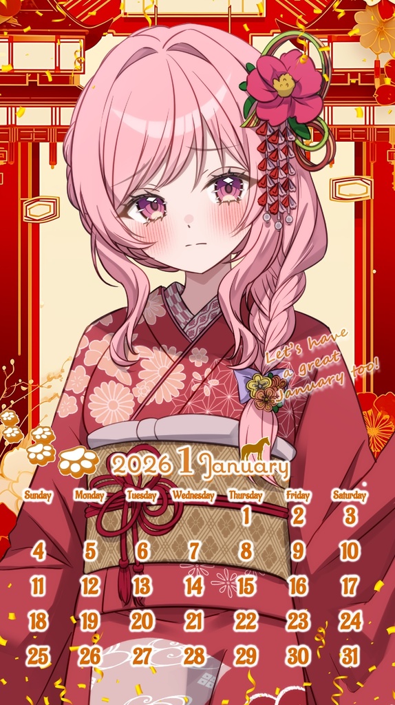 ✦1月用✦【カレンダー付き！待ち受け素材】②