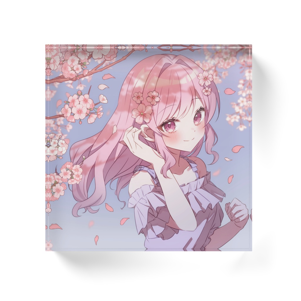 ゆずれもん桜イラストアクリルブロック