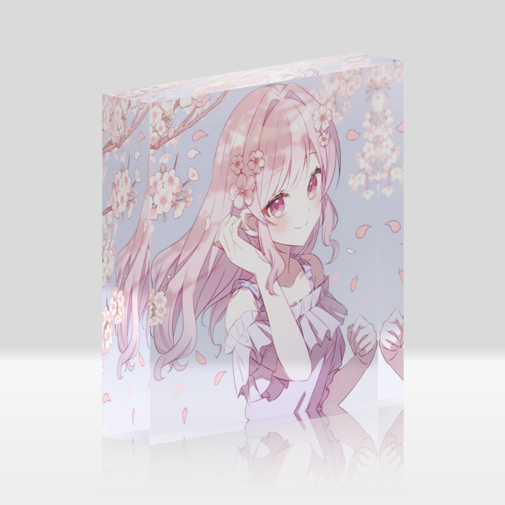 ゆずれもん桜イラストアクリルブロック