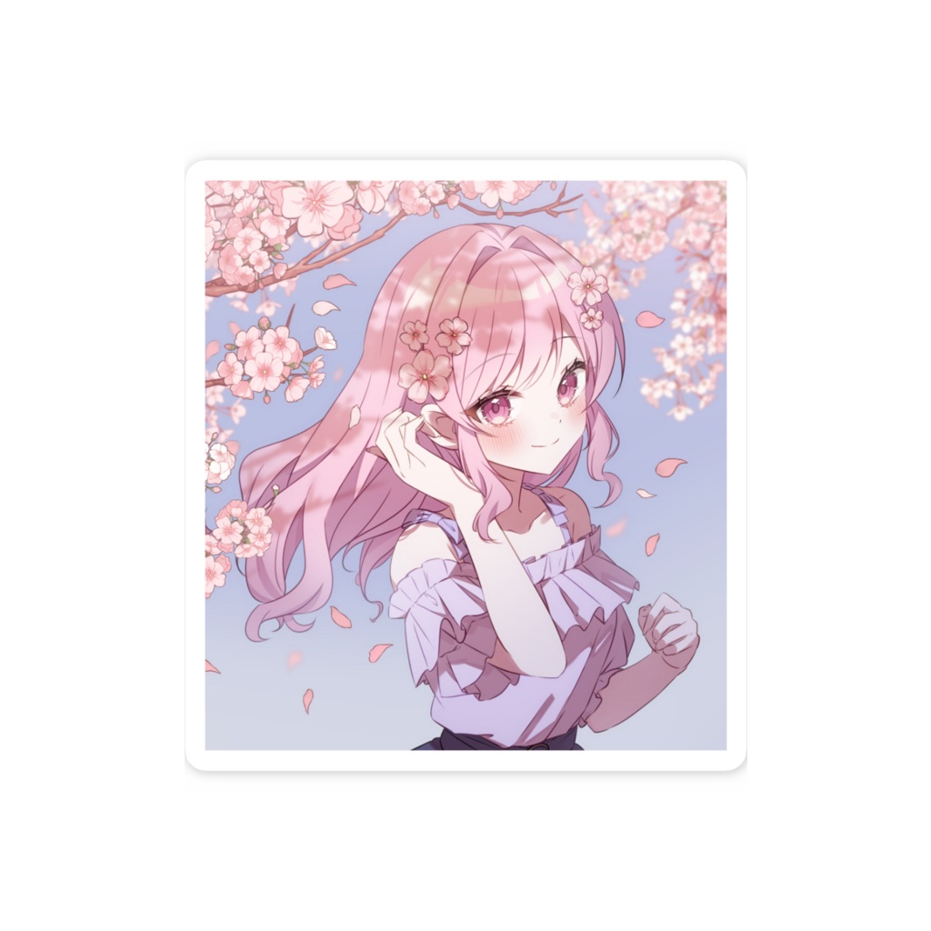 ゆずれもん桜イラストスマホステッカー