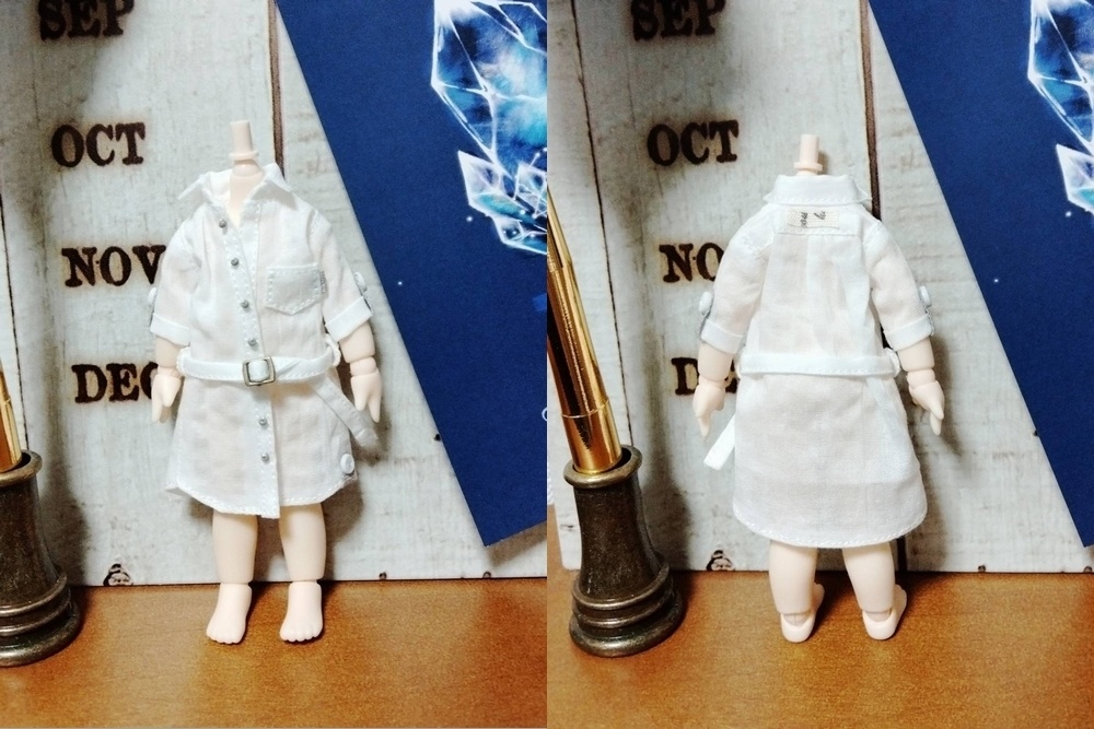 ロールアップシャツワンピ(ホワイト)