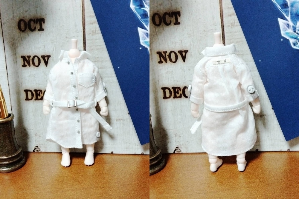 ロールアップシャツワンピ(ホワイト)