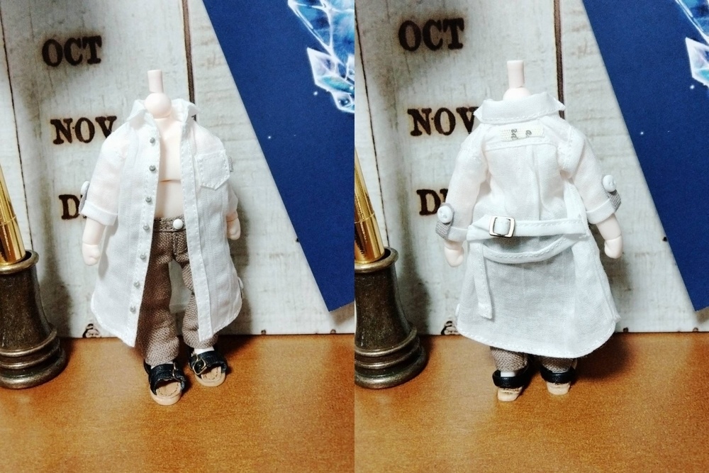 ロールアップシャツワンピ(ホワイト)