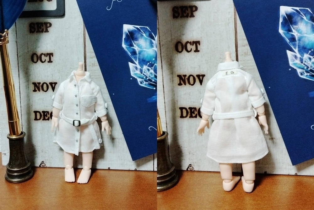 ロールアップシャツワンピ(オフホワイト)