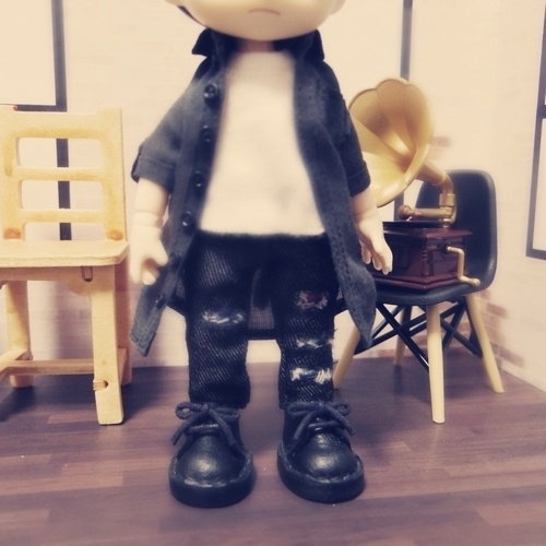 ロールアップシャツワンピ(チャコールグレー)