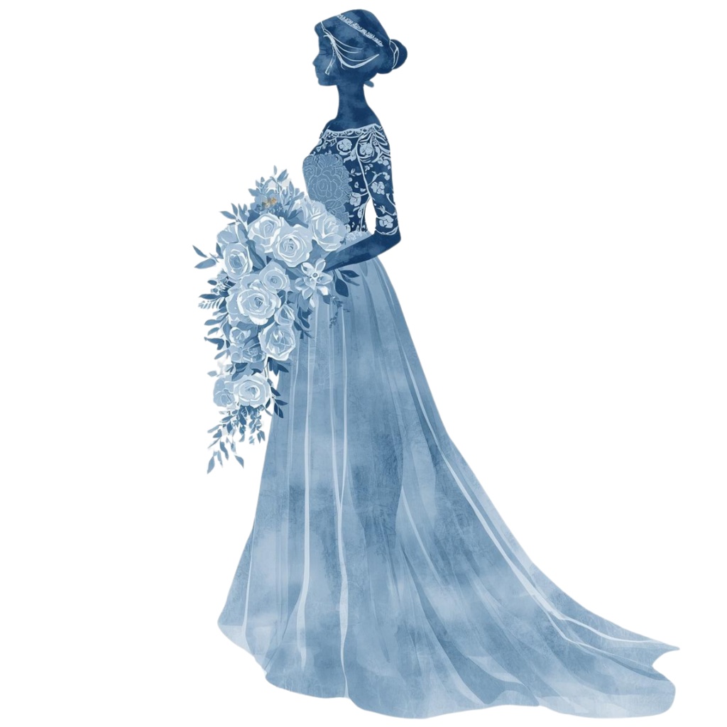 アンティークブルーのウェディングクリップアート 10点セット