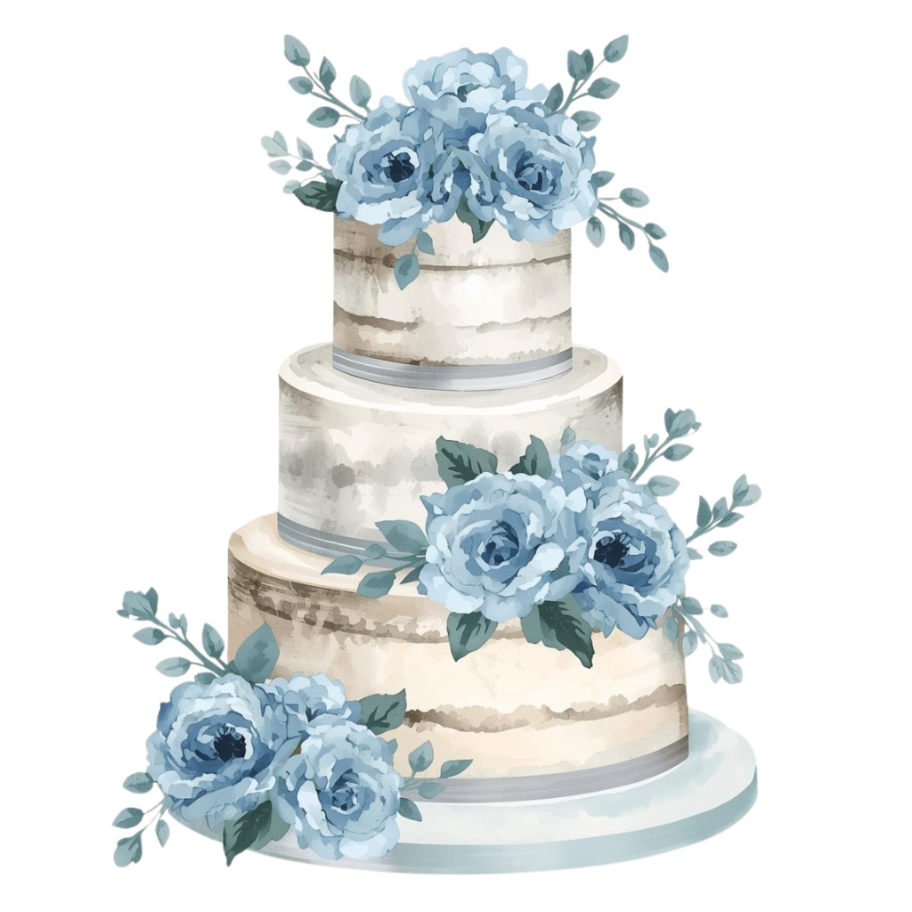 アンティークブルーのウェディングクリップアート 10点セット