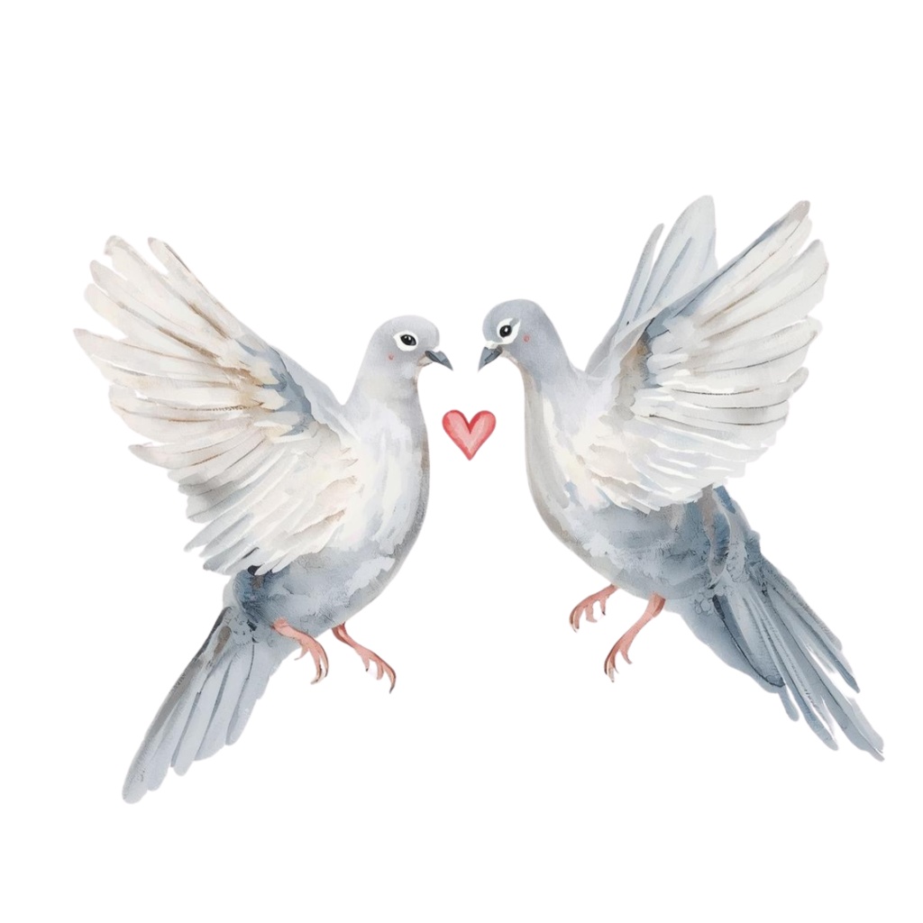 アンティークブルーのウェディングクリップアート 10点セット