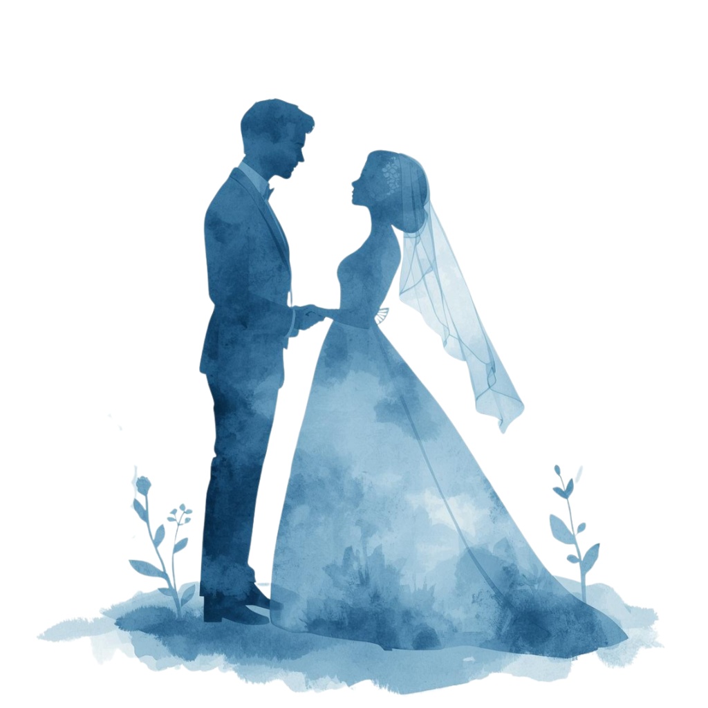 アンティークブルーのウェディングクリップアート 10点セット