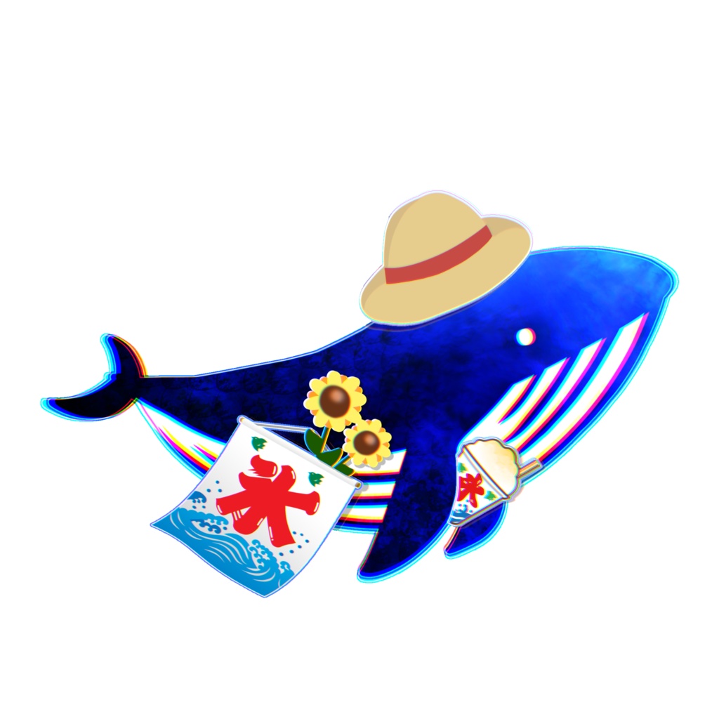 クジラ・アクリルキーホルダー:夏②
