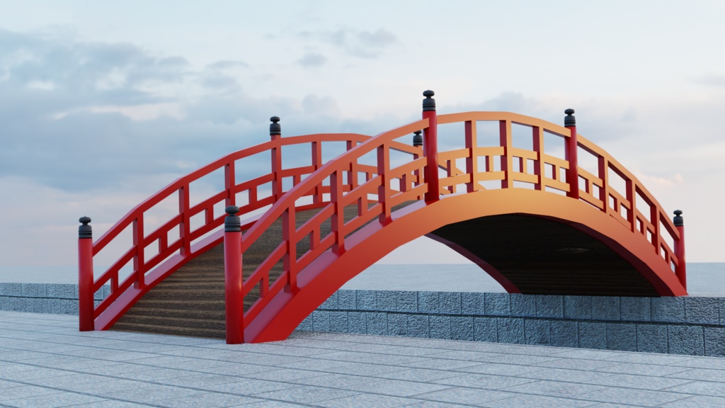 【3Dモデル】太鼓橋(和風の橋)