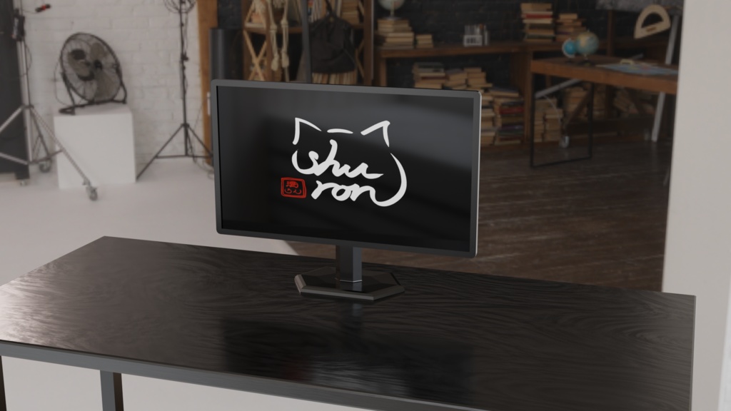 【3Dモデル】ゲーミング家具・小物7点セット(デスク、モニター、マウス、キーボード、ペットボトル)