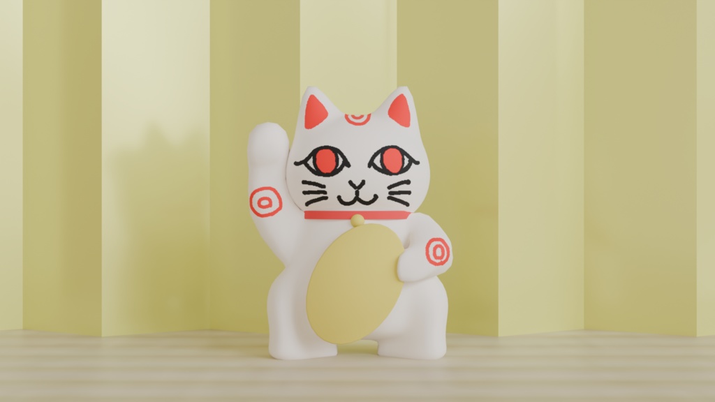 【3Dモデル】まねきねこ3種