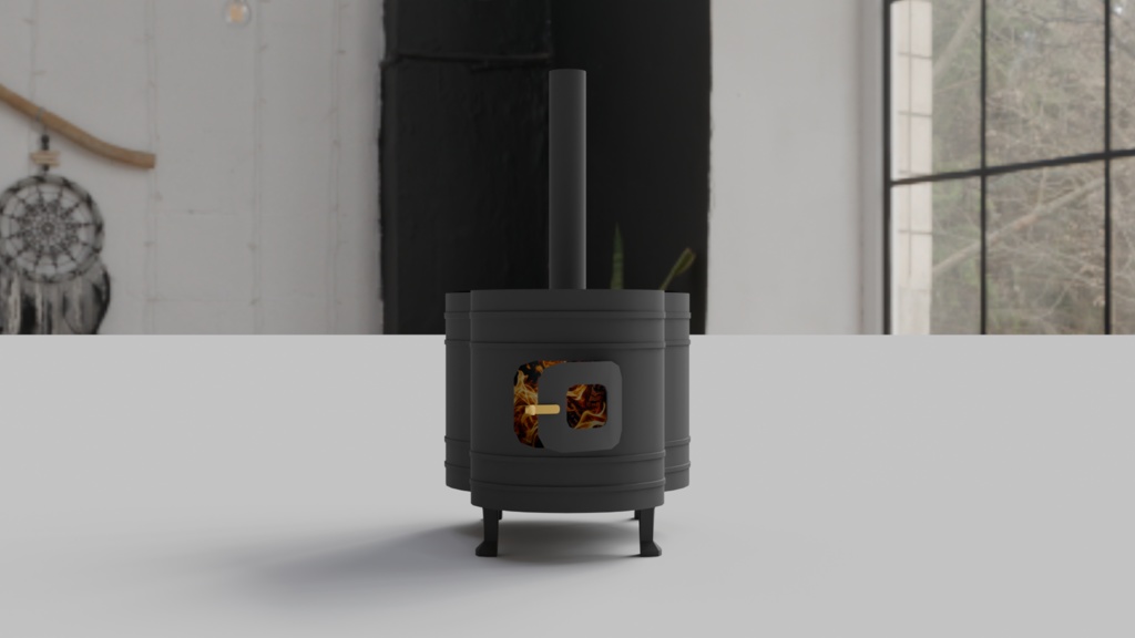 【3Dモデル】薪ストーブ(だるま型)