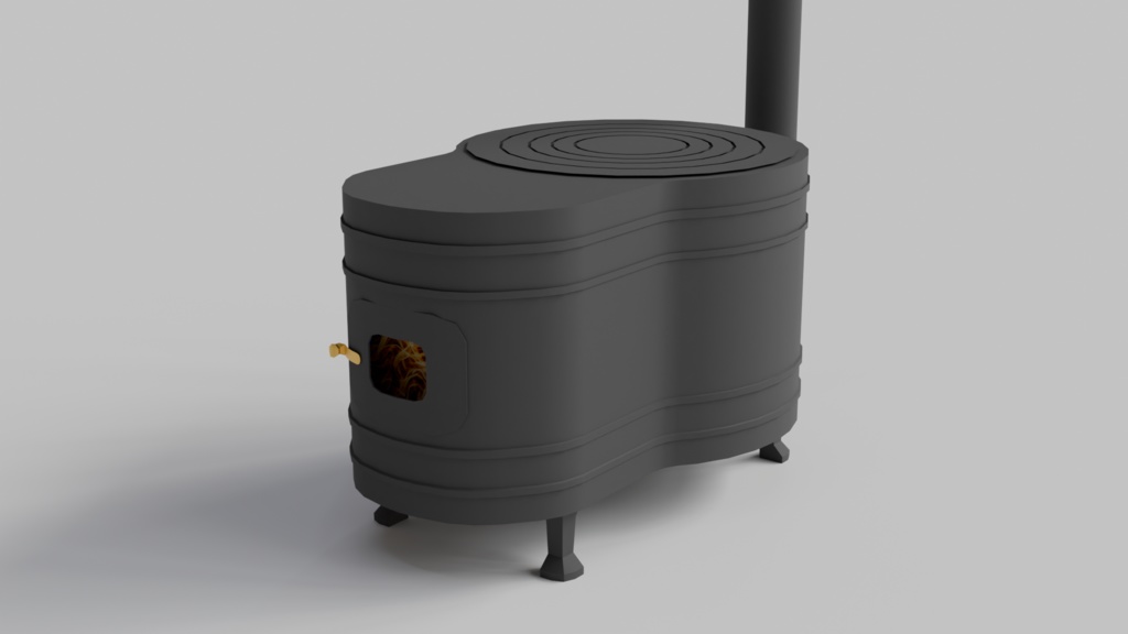 【3Dモデル】薪ストーブ(だるま型)