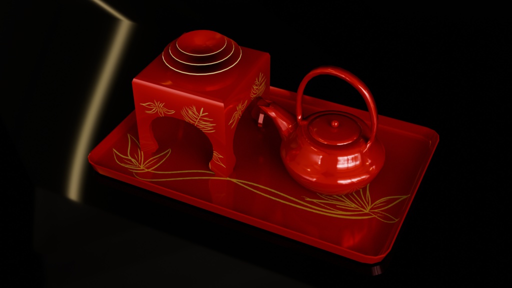 【3Dモデル】お屠蘇セット~盃、盆、銚子、台~