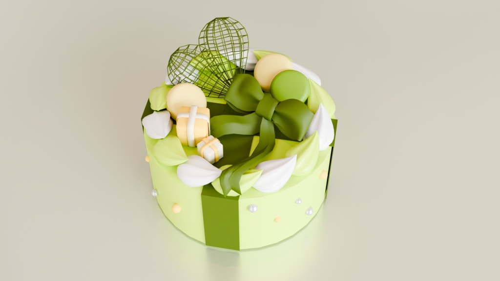 【3Dモデル】クリスマスケーキ・バースデーケーキ3種セット(ホワイト、チョコ、抹茶)