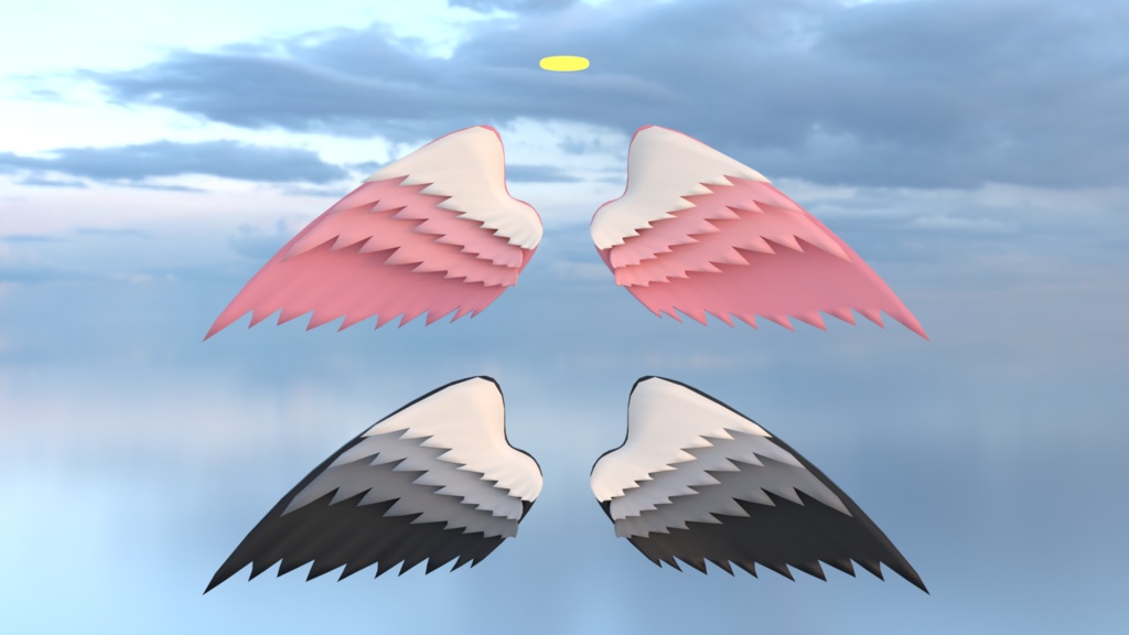 【3Dモデル】天使の羽(悪魔の羽)・天使の輪(Physbone設定済)