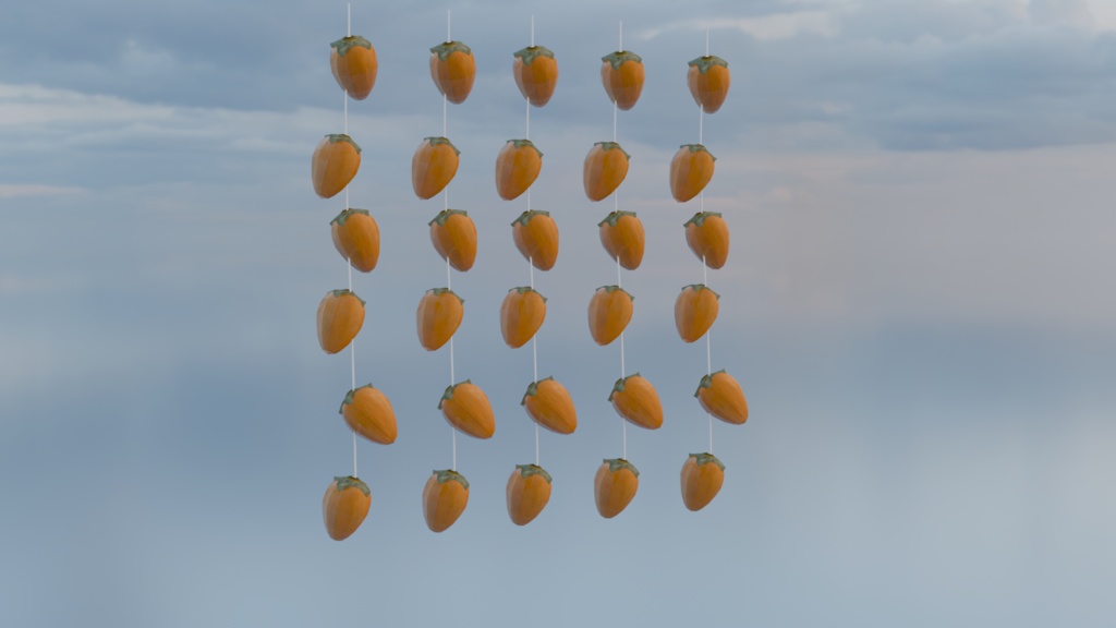 【3Dモデル】風に揺れる干し柿