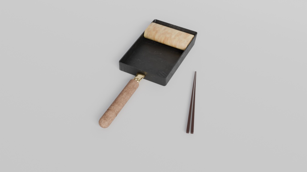 【3Dモデル】焼ける!箸でつかめる!卵焼き(だし巻き卵)